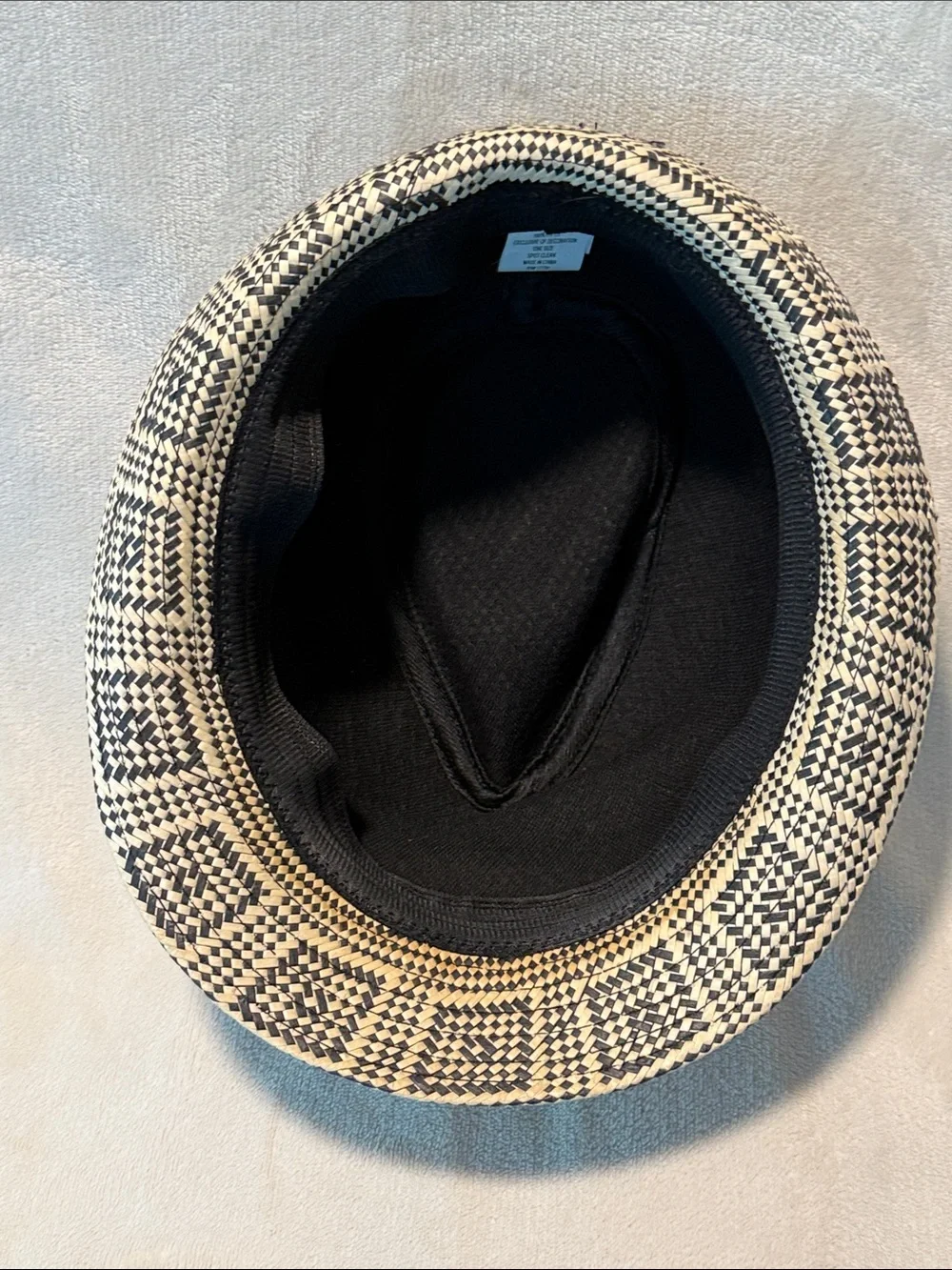 Unisex Black & White Woven Fedora with Beaded Band